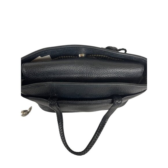 Brighton Black Leather Crocodile Print Embossed Satchel Bag - Picture 6 of 15